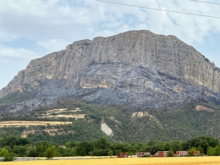 Oliana Spain - The crag Oliana in Spain after the wildfire that devastated the area on 19/06/2022