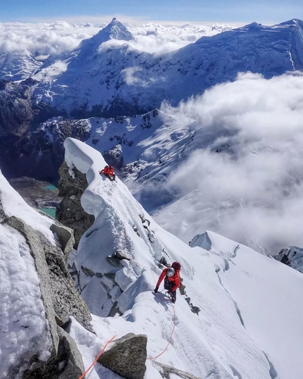 Ranrapalca, Peru, Thomas Gianola, Alessio Miori, Giovanni Zaccaria - Making the first ascent of 'Mucha Banana', Ranrapalca North Face, Peru (Thomas Gianola, Alessio Miori, Giovanni Zaccaria 10/06/2022)