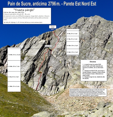 Pain de Sucre, Valle del Gran San Bernardo - Tranta pűrghi a Pain de Sucre, Valle del Gran San Bernardo (Gianpaolo Ducly, Mario Ogliengo, Pietro Perrone, Rocco Perrone, 2021)