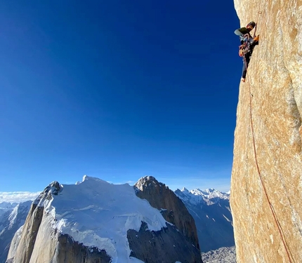 Edu Marín, Eternal Flame, Nameless Tower, Trango Tower, Pakistan - Edu Marín attempting Eternal Flame on Nameless Tower in 2021