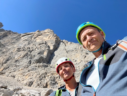 Su e giù, Monte La Banca, Marmolada, Dolomiti, Maurizio Giordani, Nancy Paoletto - Nancy Paoletto e Maurizio Giordani al Monte La Banca, Dolomiti