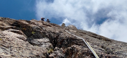 Becco di Valsoera, Filo a Piombo - Lorenzo Turletti e Filippo Ghilardini in cima a Filo a Piombo, Becco di Valsoera