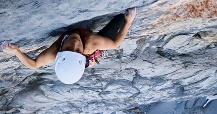 Katherine Choong - Katherine Choong ripete  'Hattori Hanzo' (8b+, 7 tiri) sulla nord di Titlis a Engelberg in Svizzera