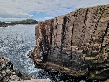 Gola Island, Ireland, Donegal, Iain Miller - Climbing in the Narrow Zawn on Gola Island, Ireland