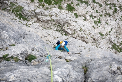 Pilastro di Misurina, Cadini, Dolomites, Peter Manhartsberger, Florian Wenter - The first ascent of AramsamsAnna on Pilastro di Misurina in the Dolomites (Peter Manhartsberger, Florian Wenter 07/2022)