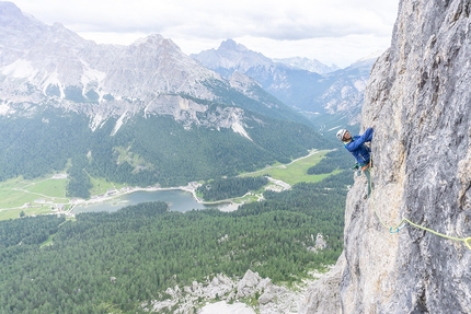 Pilastro di Misurina, Cadini, Dolomites, Peter Manhartsberger, Florian Wenter - The first ascent of AramsamsAnna on Pilastro di Misurina in the Dolomites (Peter Manhartsberger, Florian Wenter 07/2022)