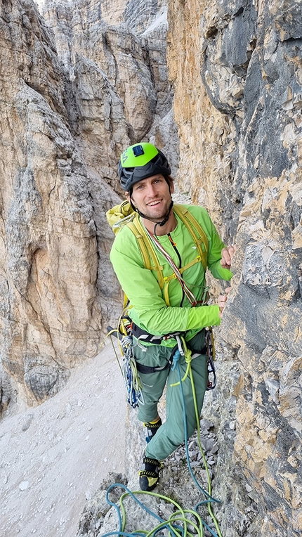 La vita è bella, Lagazuoi, Dolomites, Simon Messner, Martin Sieberer, Barbara Vigl  - La vita è bella on Lagazuoi Nord, Dolomites (Simon Messner, Martin Sieberer, Barbara Vigl 07/2022)