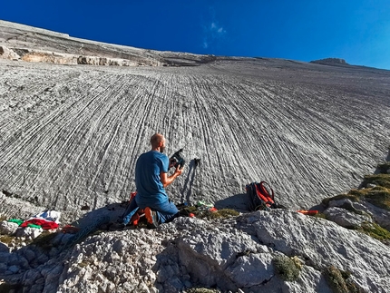 Sasso delle Nove, Dolomiti, La Gana tla Pera, Hubert Eisendle, Simon Kehrer - L'apertura di La Gana tla Pera al Sasso delle Nove, Dolomiti (Hubert Eisendle, Simon Kehrer 04/08/2022)