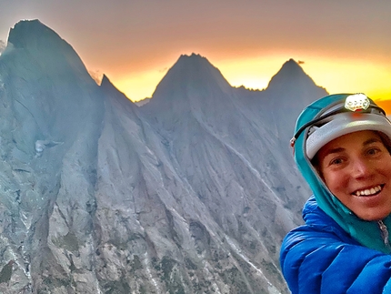 Ak-Su Valley, Pamir Alay, Kyrgyzstan, Federica Mingolla, Niccolò Bartoli, Vivere la Vita - Federica Mingolla making the first ascent of Vivere la Vita (800m, 7b), Slesova Peak south buttress, Ak-Su Valley, Kyrgyzstan (Niccolò Bartoli, Federica Mingolla summer 2022)