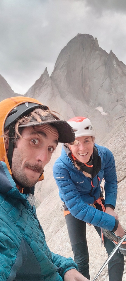 Ak-Su Valley, Pamir Alay, Kyrgyzstan, Federica Mingolla, Niccolò Bartoli, Vivere la Vita - Niccolò Bartoli and Federica Mingolla making the first ascent of Vivere la Vita (800m, 7b), Slesova Peak south buttress, Ak-Su Valley, Kyrgyzstan, summer 2022)