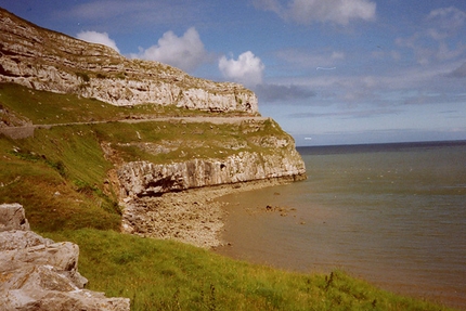 Climbing at Lower Pen Trwyn, Wales