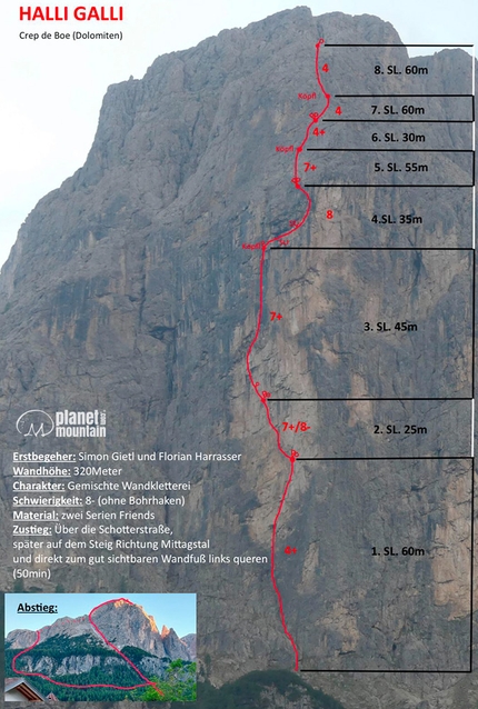 Halli Galli, Crep de Boè, Alta Badia, Dolomiti, Simon Gietl, Florian Harasser - Halli Galli, Crep de Boè, Alta Badia, Dolomiti (Simon Gietl, Florian Harasser 26/05/2022)