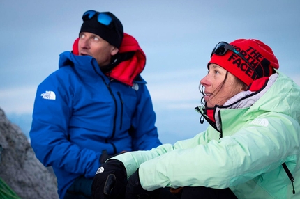 Monviso, Barbara Vigl, David Göttler - David Göttler e Barbara Vigl durante la traversata invernale della cresta NNO del Monviso, marzo 2022