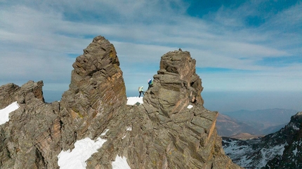 Monviso, Barbara Vigl, David Göttler - Barbara Vigl e David Göttler durante la traversata invernale della cresta NNO del Monviso, marzo 2022