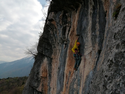 Monte Castel Corona, Val di Non, Via Nòn alpinistica, Stefano Menegardi, Umberto Santuari - Stefano Menegardi durante l'apertura di Via Nòn alpinistica al Monte Castel Corona in Val di Non