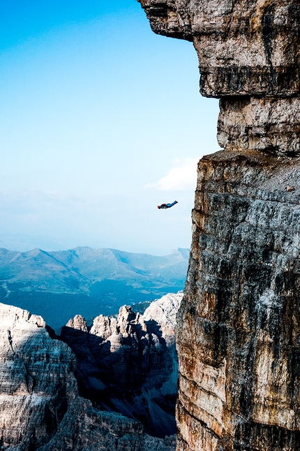 Tim Howell, North Base Project - Tim Howell jumping off Cima Grande di Lavaredo