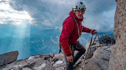 Tim Howell, North Base Project - Tim Howell on the summit of the Drus, Mont Blanc massif