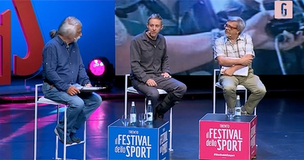 Tommy Caldwell - Alessandro Filippini, Tommy Caldwell e Luca Calvi al Festival dello Sport di Trento