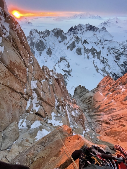 Colin Haley, Supercanaleta, Fitz Roy, Patagonia - Colin Haley making the first winter solo of Supercanaleta on Fitz Roy in Patagonia, September 2022. 'I think this might be my favorite photo that I have ever taken from a solo climb'
