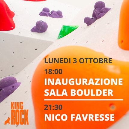 King Rock Verona - Lunedì 3 ottobre 2022 nella palestra di arrampicata King Rock di Verona un doppio appuntamento da non perdere: l’inaugurazione della nuova sala Boulder, seguita dalla serata del fortissimo alpinista e climber belga Nico Favresse. L’evento è gratuito e non necessita di prenotazione.