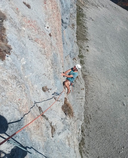 Wilder Kaiser, Boxershorts, Jonas Fertig, Luis Funk - Jonas Fertig and Luis Funk making the first ascent of Boxershorts, Wilder Kaiser, Austria