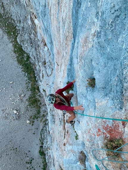 Wilder Kaiser, Boxershorts, Jonas Fertig, Luis Funk - Jonas Fertig and Luis Funk making the first ascent of Boxershorts, Wilder Kaiser, Austria