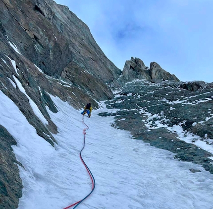 Breithorn Centrale, François Cazzanelli, Jerome Perruquet, Stefano Stradelli - Making the first ascent of 'Essere o non Essere' on the north face of Breithorn Centrale (François Cazzanelli, Jerome Perruquet, Stefano Stradelli 13/19/2022)