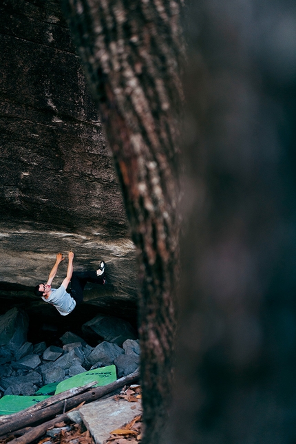 Will Bosi, Alphane, Chironico - William Bosi from Scotland making the third ascent of Alphane at Chironico in Canton Ticino, Switzerland