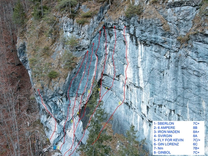 Val Maden, Val Comelico, Christian Casanova - The topo of crag Val Maden in Val Comelico Inferiore, Italy