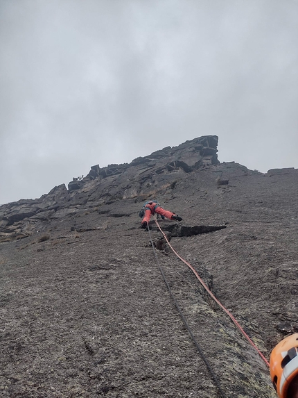 Via dell’Addio, Parete dei Titani, Vallone di Sea, Luca Enrico - Luca Brunati sulla parte alta della Via dell’Addio, Parete dei Titani, Vallone di Sea