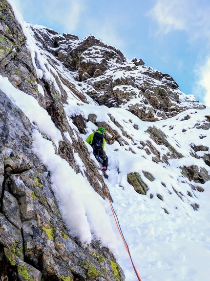 Pizzo Trona, Val Gerola, Cristian Candiotto, Simone Limonta - L'apertura di Dreamer al Pizzo Trona in Valle di Trona (Val Gerola, Orobie Valtellinesi), da parte di Cristian Candiotto e Simone Limonta il 17/11/2022