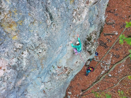 Bosco Incantato, Leonessa, Rieti - Ginevra Calandrella climbing Alberello at Bosco Incantato, Leonessa, Italy