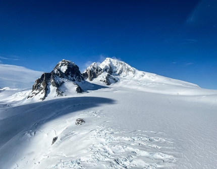 Cerro Arenales, Patagonia, Rebeca Cáceres, Nadine Lehner, Isidora Llarena - Cerro Arenales, Patagonia: Views of Cerro Pared Norte after a spring snowfall, early in the expedition