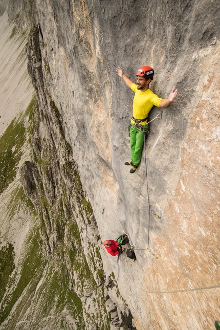 Edu Marin, Wogü, Rätikon, Svizzera - Edu Marin durante la prima ripetizione di Wogü 8c, Rätikon, Svizzera, 08/2016