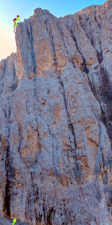 Pala di San Martino, Dolomiti, Renzo Corona, Flavio Piccinini - Renzo Corona e Flavio Piccinini in apertura su 'Medaglia di Bronzo', Pala di San Martino, Dolomiti