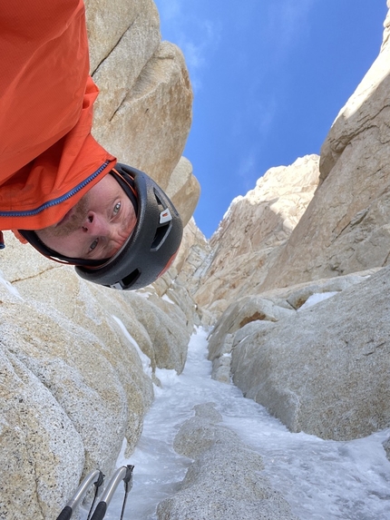 Colin Haley, Supercanaleta, Fitz Roy, Patagonia - Colin Haley making the first winter solo of Supercanaleta on Fitz Roy in Patagonia, September 2022