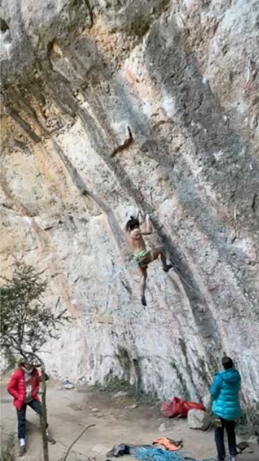 Pietro Vidi repeats Last Night (9a) at Siurana in Spain