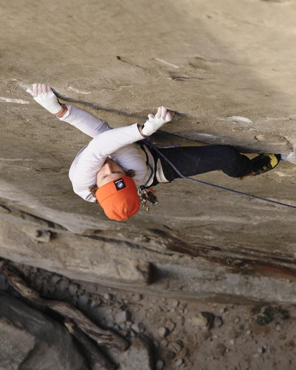 Jonas Schild, Le Voyage, Annot, France - Jonas Schild climbing Le Voyage at Annot in France