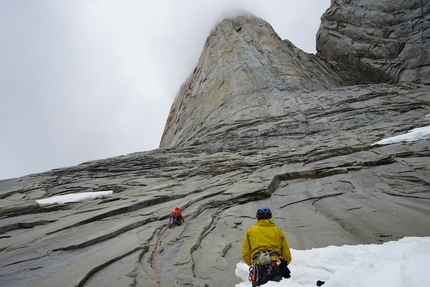 Torres del Paine, Patagonia, South African Route, Imanol Amundarain, Cedar Christensen, Tyler Karow - South African Route, Central Tower, Torres del Paine, Patagonia (Imanol Amundarain, Cedar Christensen, Tyler Karow 01/2023)