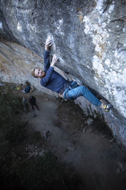 Jakob Schubert, Siurana, Spain - Jakob Schubert climbing at Siurana in Spain