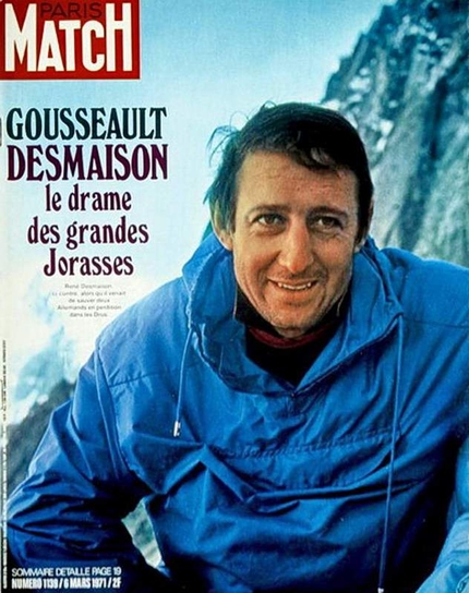 Grandes Jorasses, Sperone Walker, Léo Billon, Benjamin Védrines - La copertina della rivista Paris Match, nella quale il francese René Desmaison racconta quanto vissuto sulla nord delle Grandes Jorasses insieme a Serge Gousseaut nel febbraio del 1971