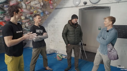 Adam Ondra, Ben Moon, Jerry Moffatt, Magnus Midtbø - Adam Ondra, Ben Moon, Jerry Moffatt and Magnus Midtbø at the legendary School Room climbing wall in Sheffield