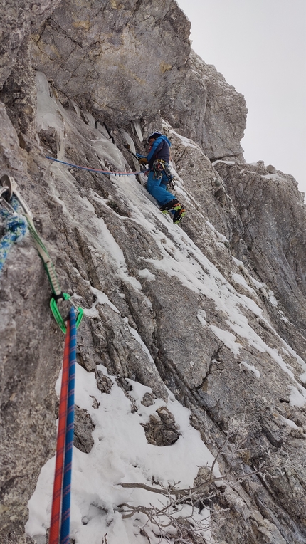 Grotta delle Ciaole, Campitello Matese, Riccardo Quaranta, Nico Caprioli, Antonio Patullo - Riccardo Quaranta sul secondo tiro di 'Running free', Grotta delle Ciaole, Campitello Matese