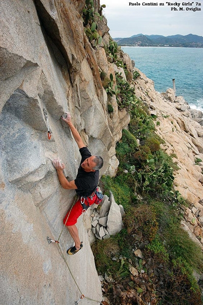 Climbing in Sardinia - Paolo Contini climbing Rocky Girls 7a, Villasimius, Sardinia