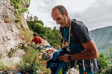 Monte Cimo, Scoglio dei Ciclopi, Val d’Adige, Rolando Larcher, Luca Giupponi - Rolando Larcher & Luca Giupponi su 'Big Roof' allo Scoglio dei Ciclopi del Monte Cimo in Val d’Adige