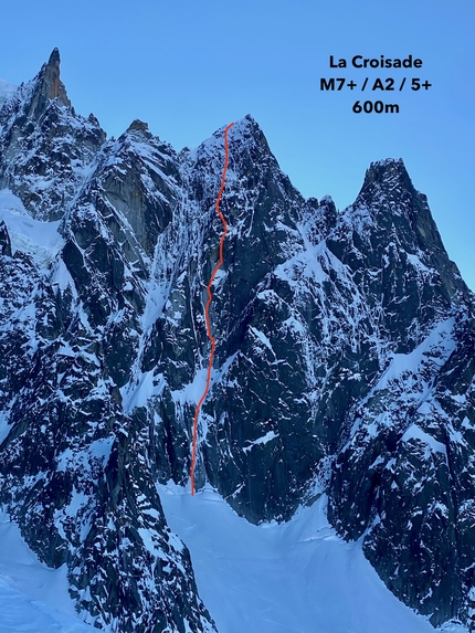 Aiguille des Pèlerins, Monte Bianco, Tom Livingstone, Symon Welfringer - La Croisade su Aiguille des Pèlerins (Tom Livingstone, Symon Welfringer)