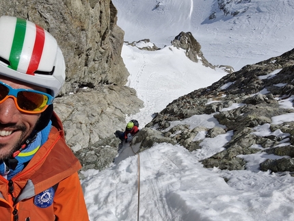 Corno di Casamadre, Tonale, Cristian Candiotto, Mattia Trabucchi - L'apertura di  'A Sinistra del Tradimento' al Corno di Casamadre, Tonale (Cristian Candiotto, Mattia Trabucchi 30/03/2023)