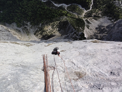 DoloMitiche - DoloMitiche - Armando Grisenti sulle placche di “Orso Grigio” - Croz dell'Altissimo