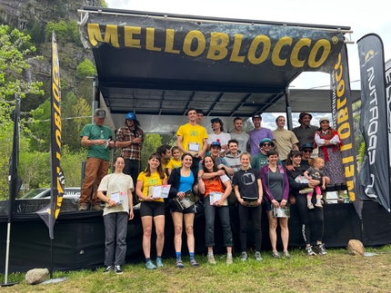 Melloblocco, Val Masino, Val di Mello - Melloblocco 2023: Leonardo Colombo, Stefano Carnati, Luca Strepparava, Stefano Parzani, Stefano Motta, Stefano Togninalli, Silvio Reffo, Claudio Arrigoni, Davide Bassotto, Pietro Giorello, Simone Tentori.Alessia Gatti, Katerina Zimova, Giulia Medici, Bára Pospíšilová, Caterina Bassi, Federica Califano, Siara Fabbri