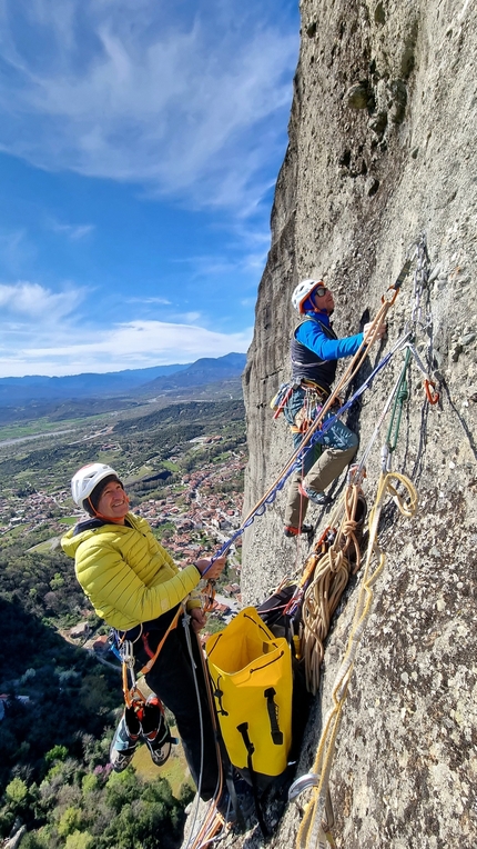 Meteora, Greece, Luca Giupponi, Rolando Larcher, Maurizio Oviglia - The first ascent of Pythagoras at Meteora in Greece (Luca Giupponi, Rolando Larcher, Maurizio Oviglia 03/2023)